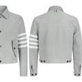 Thom Browne Leather Blouson Jacket, Grey