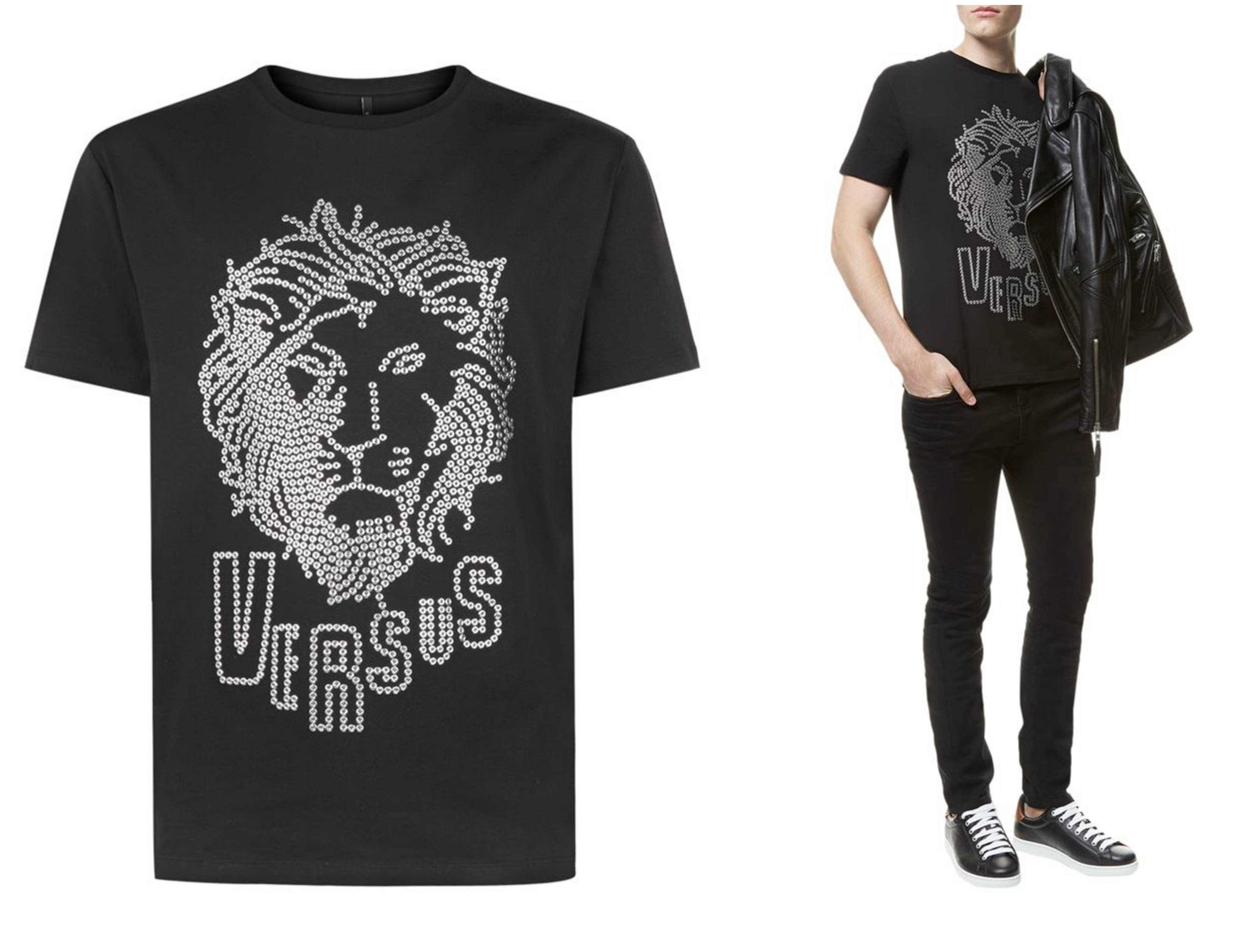 Versus Versace Studded Lion Head T-Shirt, Black - Férfidivat