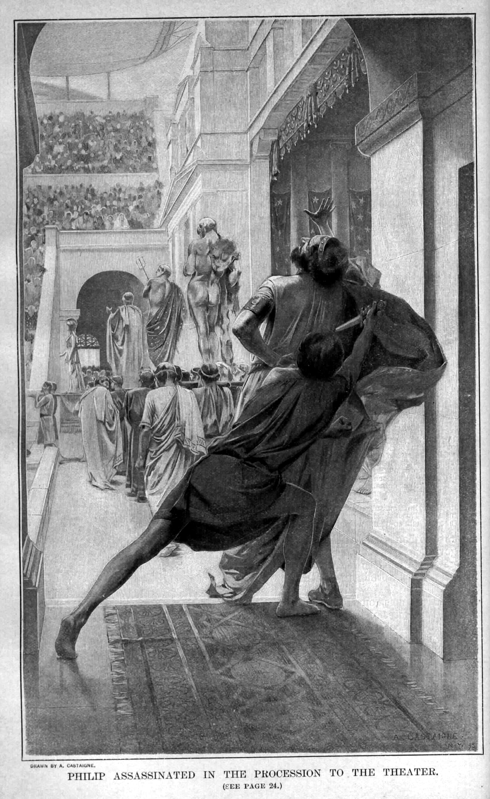 Pausanius_assassinates_Philip_during_the_procession_into_the_theatre_by_Andre_Castaigne_(1898-1899).jpg