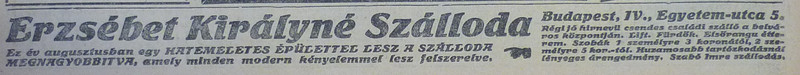 fovarosi.blog.hu: ErzsebetKiralyneSzalloda-1913Julius-AzEstHirdetes