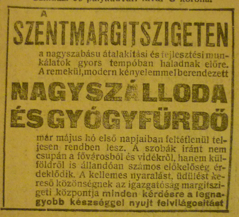 fovarosi.blog.hu: MargitszigetiNagyszallo-1913Majus-AzEstHirdetes