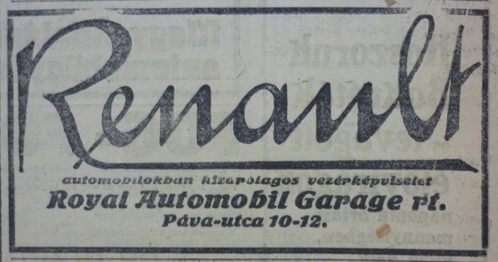 fovarosi.blog.hu: PavaUtca10-12-Renault-1913Januar-AzEstHirdetes
