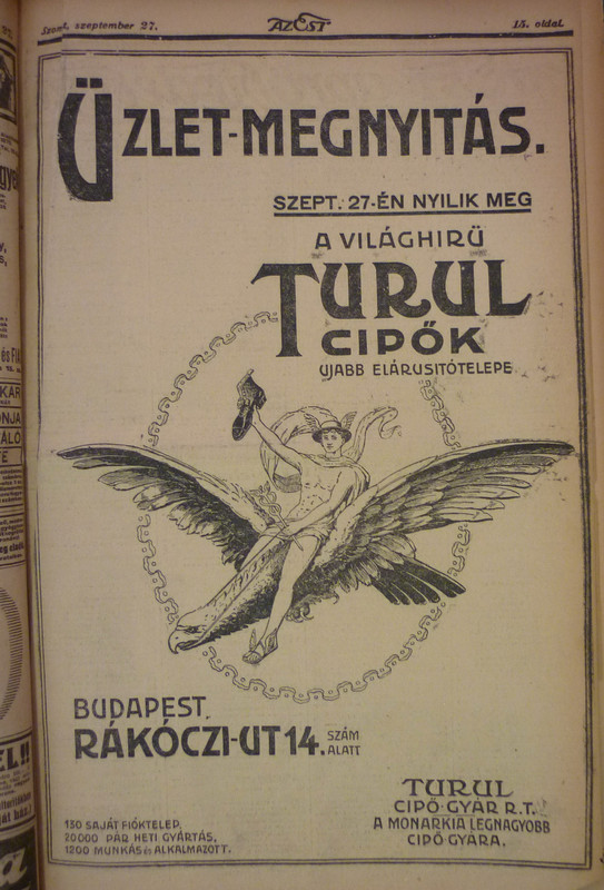 fovarosi.blog.hu: RakocziUt14-TurulCipo-1913Szeptember-AzEst