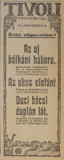 fovarosi.blog.hu: TivoliMozi-1913Augusztus-AzEstHirdetes