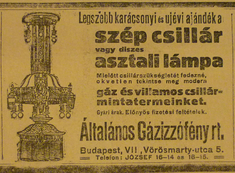 fovarosi.blog.hu: VorosmartyUtca5-Gazizzofeny-1913December-AzEstHirdetes