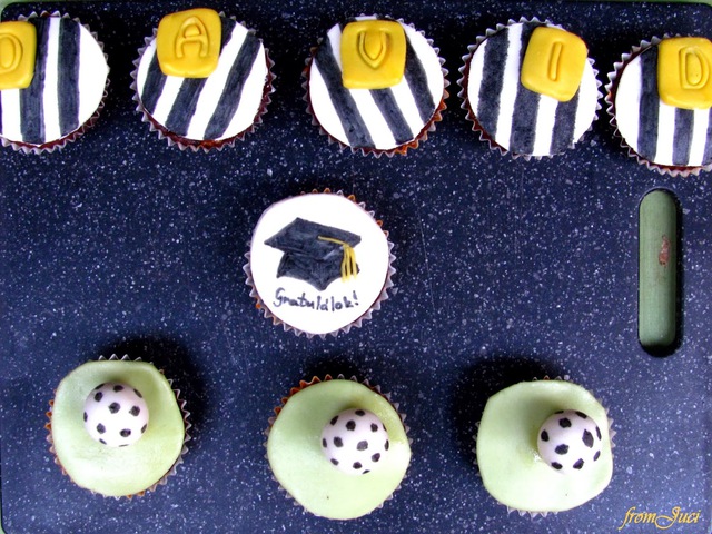 Banános-csokis marcipánnal díszített cupcake