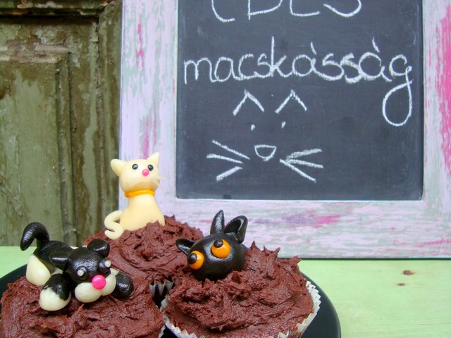 Édes macskásság és elő valentin nap csokis cupcakekkel