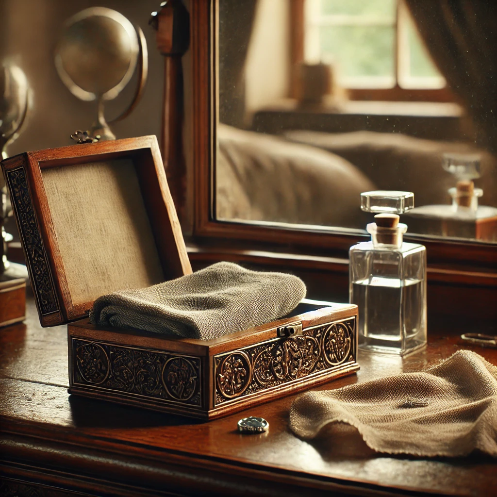 dall_e_2025-04-21_17_48_39_a_realistic_scene_of_a_jewelry_care_kit_on_a_vintage_dressing_table_the_scene_includes_an_open_empty_ornate_jewelry_box_a_loosely_placed_slightly.webp
