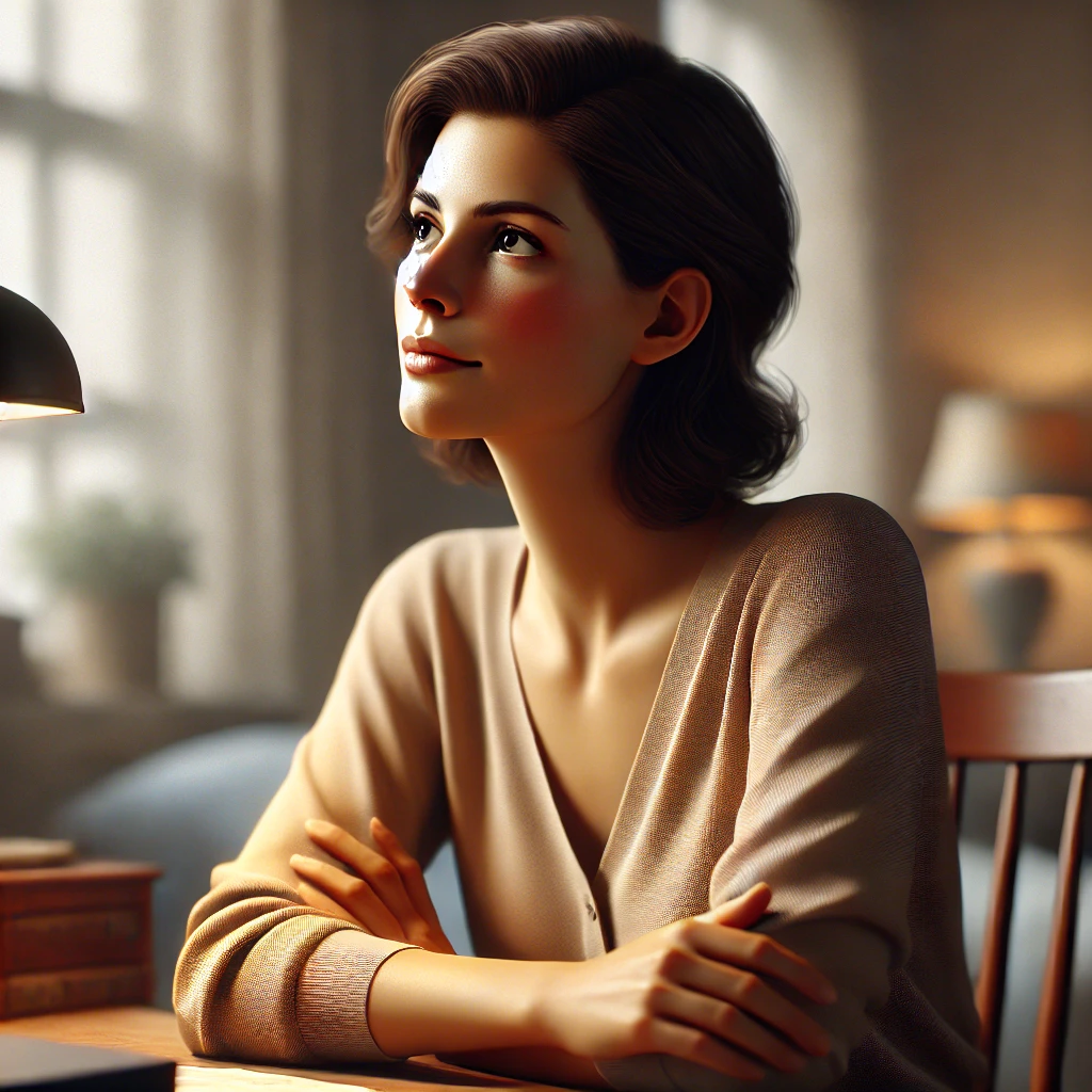 dall_e_2025-04-22_06_50_05_a_thoughtful_woman_sitting_at_a_desk_looking_slightly_upward_or_sideways_as_if_deep_in_thought_she_has_a_calm_pensive_expression_and_is_dressed_in.webp