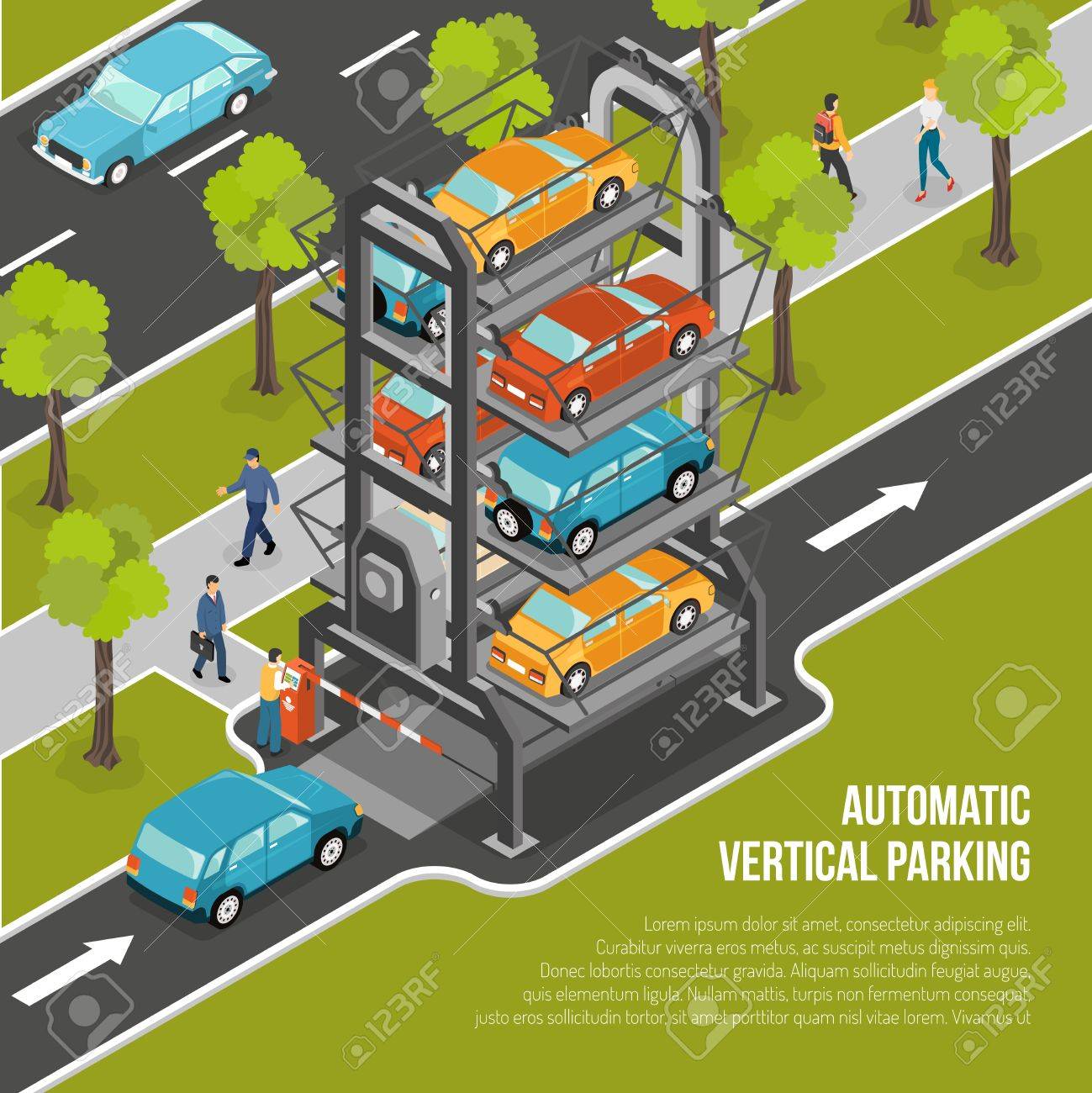 79039988-car-parking-poster-or-flyer-with-automatic-vertical-parking-located-in-the-city-vector-illustration.jpg