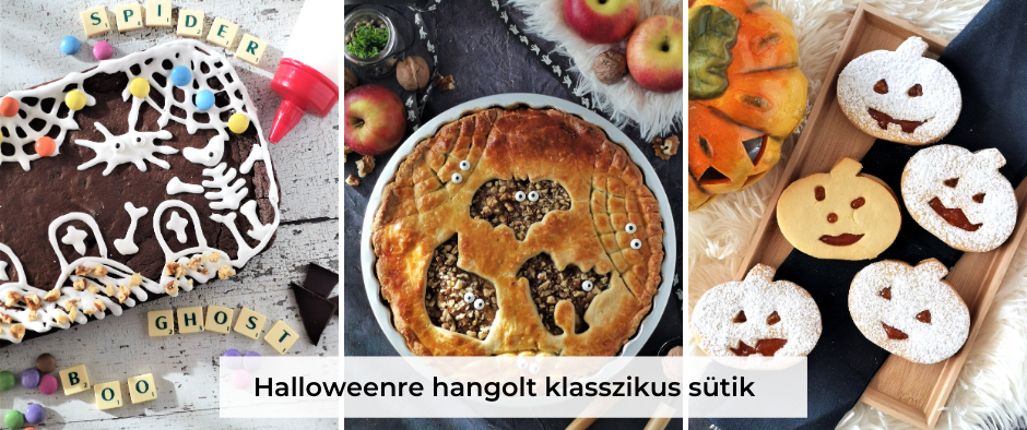 3 klasszikus sütemény, Halloweenre hangolva - linzer, almáspite, brownie