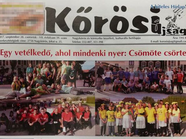 Címlapon a Csömöte Csörte! #ajrg #gimiblog #kőrösiújság #címlap