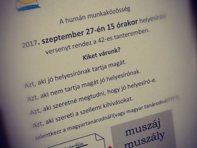 Gimisek figyelem! Helyesírási versenyt rendez a humán munkaközösség. Aki kellően magabiztos, jelentkezzen! #ajrg #gimiblog #helyesírás #verseny #muszáj