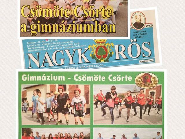 A Kék Nefelejcs Nagykőrös újság is közölt néhány fotót a Csömöte Csörtéről. #ajrg #gimiblog #csömötecsörte #újság #kéknefeljcs #képek #címlap