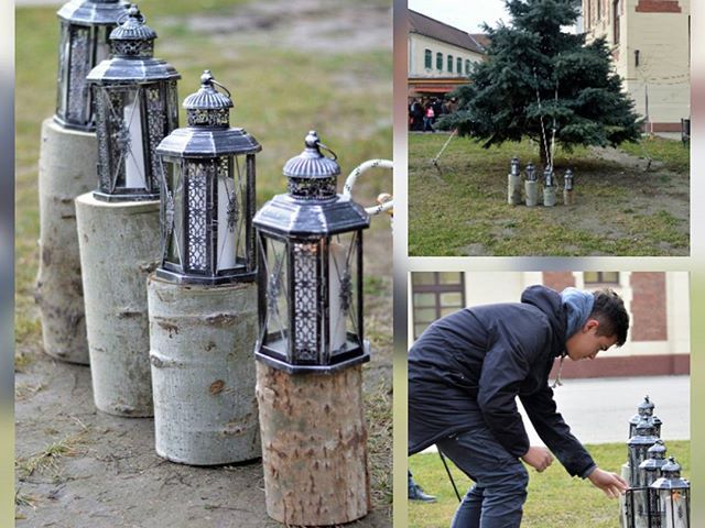 Gulyás Tamás Koppány 9.d osztályos tanuló gyújtotta meg az első adventi gyertyát az iskola karácsonyfája mellett #ajrg #gimiblog #advent #1 #karácsony #gyertya