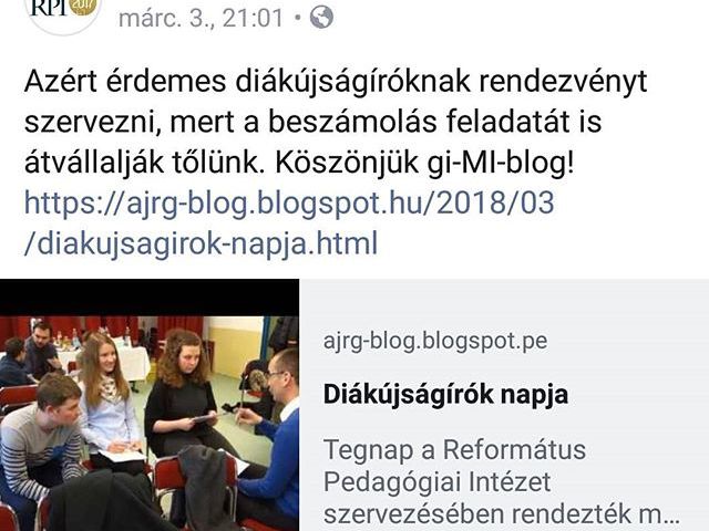 Ezért IS érdemes csinálni. ;) Köszönjük a megosztást! #ajrg #rpi #gimiblog #ajrgmediateam #gimisek #facebook  @reformatus_egyhaz