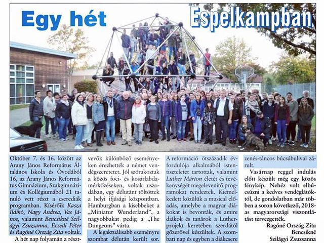 Október 27-i Önkormányzati Hírek cikke #ajrg #gimiblog #nagykőrös #espelkamp #testvérváros #cserediákprogram #gimisek