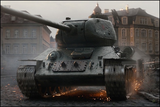 slow motion battle scene from tank movie t 34 2018