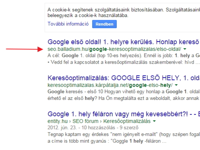 Első helyen a "Google 1. hely"-lyel