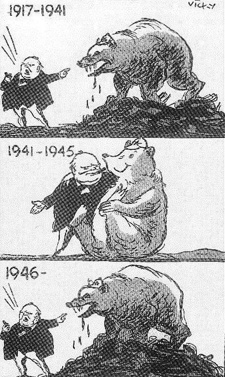 Egy háború utáni karikatúra.