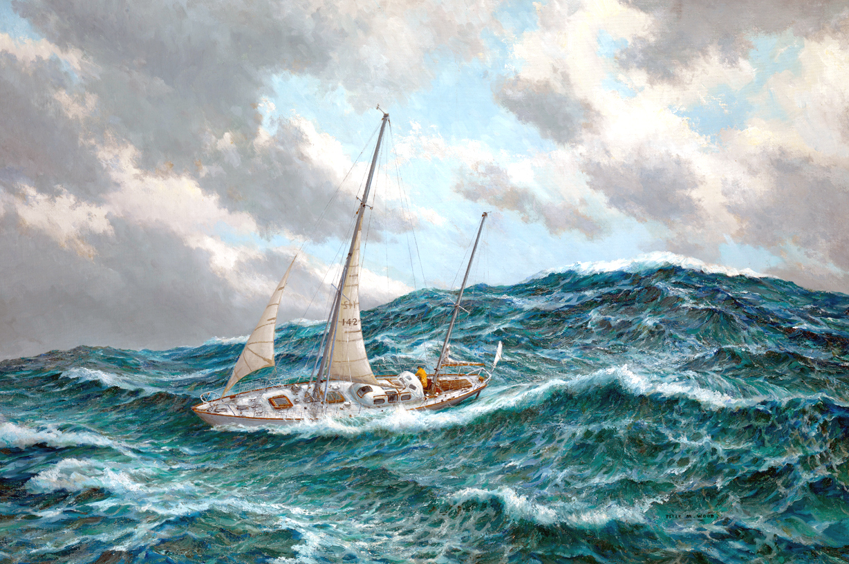 A Gipsy Moth IV. a sarki vizeken. Montague Dawson festménye.