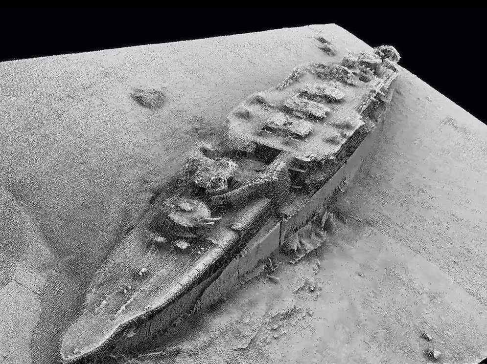A Scharnhorst 2019-ben megtalált roncsának szonárképe.