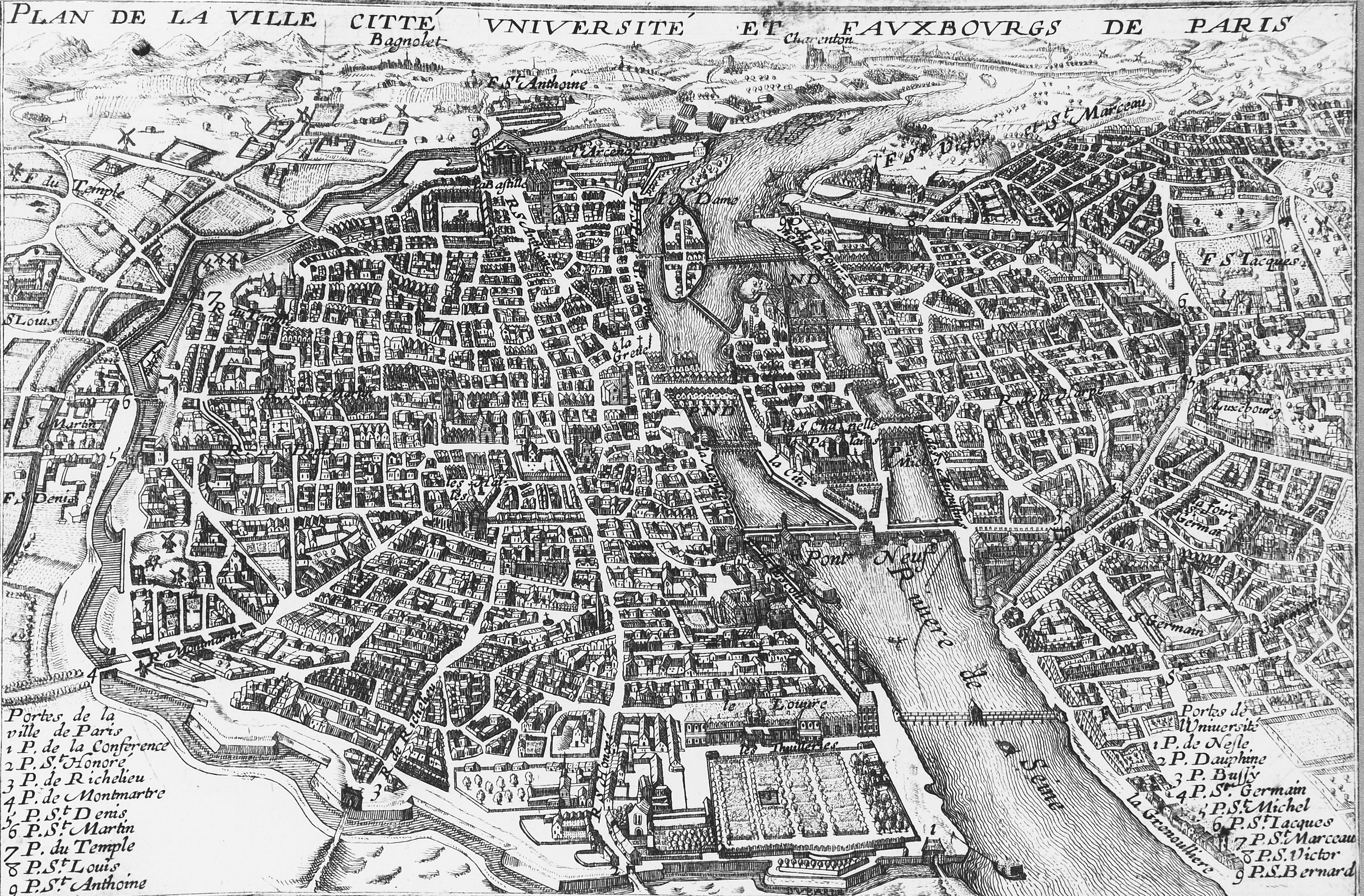 A XVII. századi Párizs látképe.