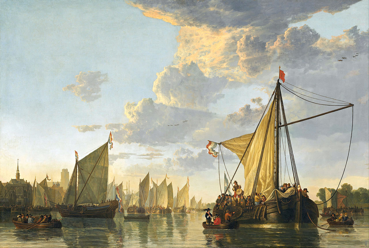 Holland hajók a Maas torkolatában, Dordrechtnél.