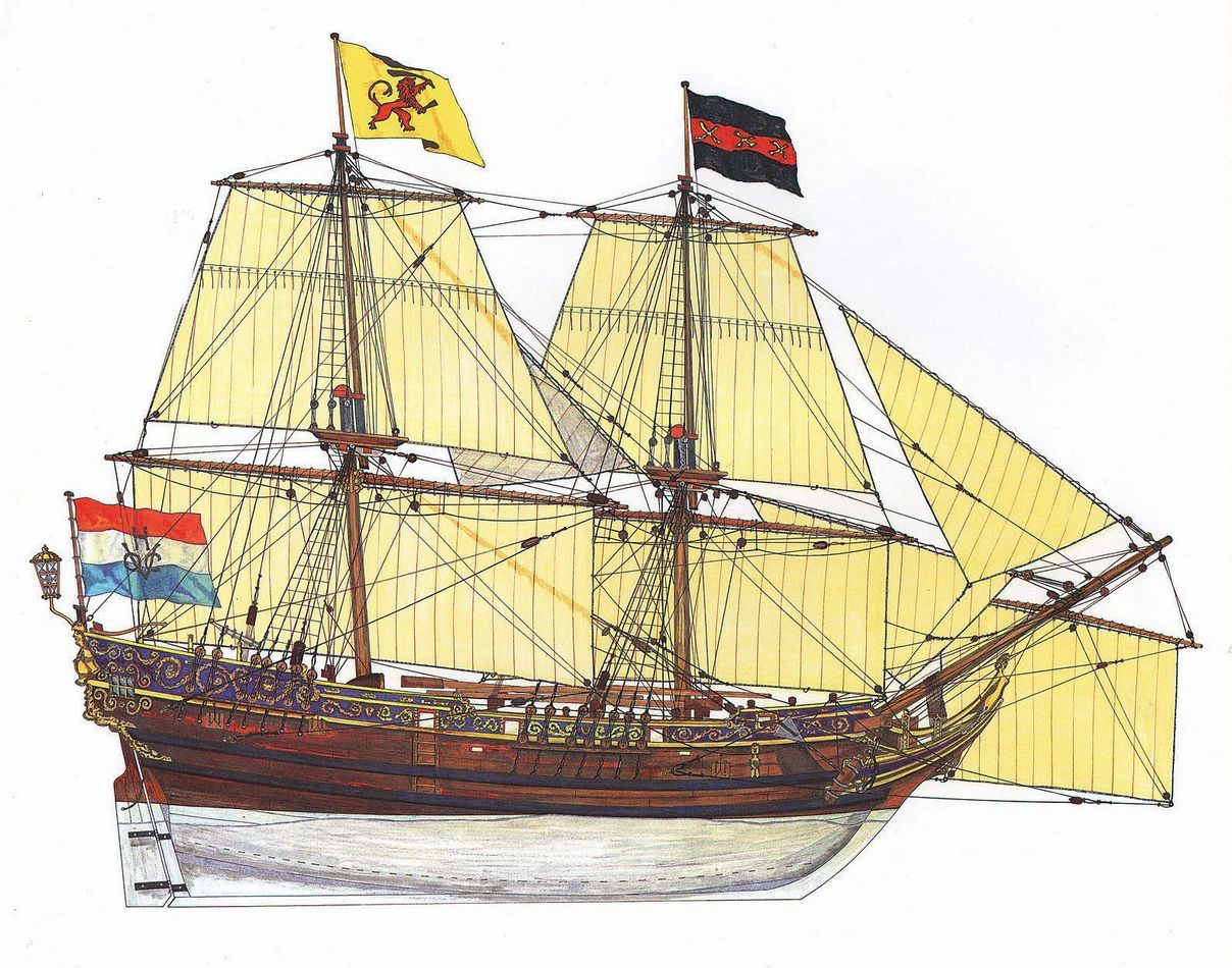 Holland brigantin a XVII. század elején.