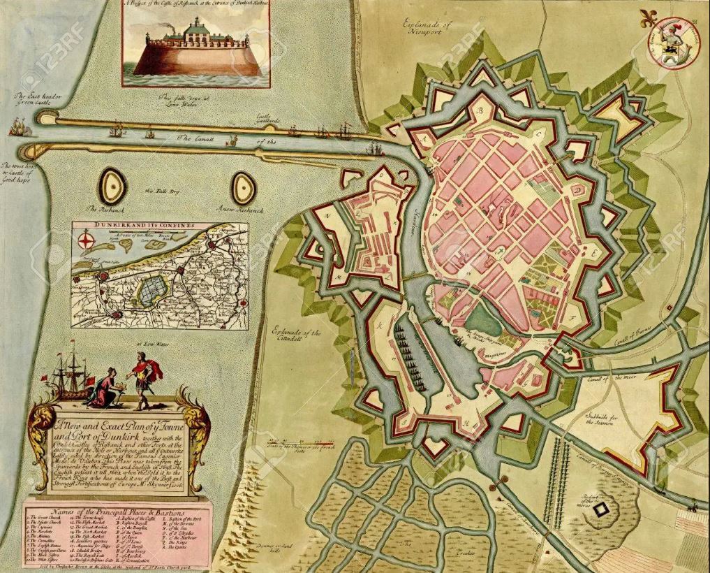 A XVII. századi Dunkerque térképe.