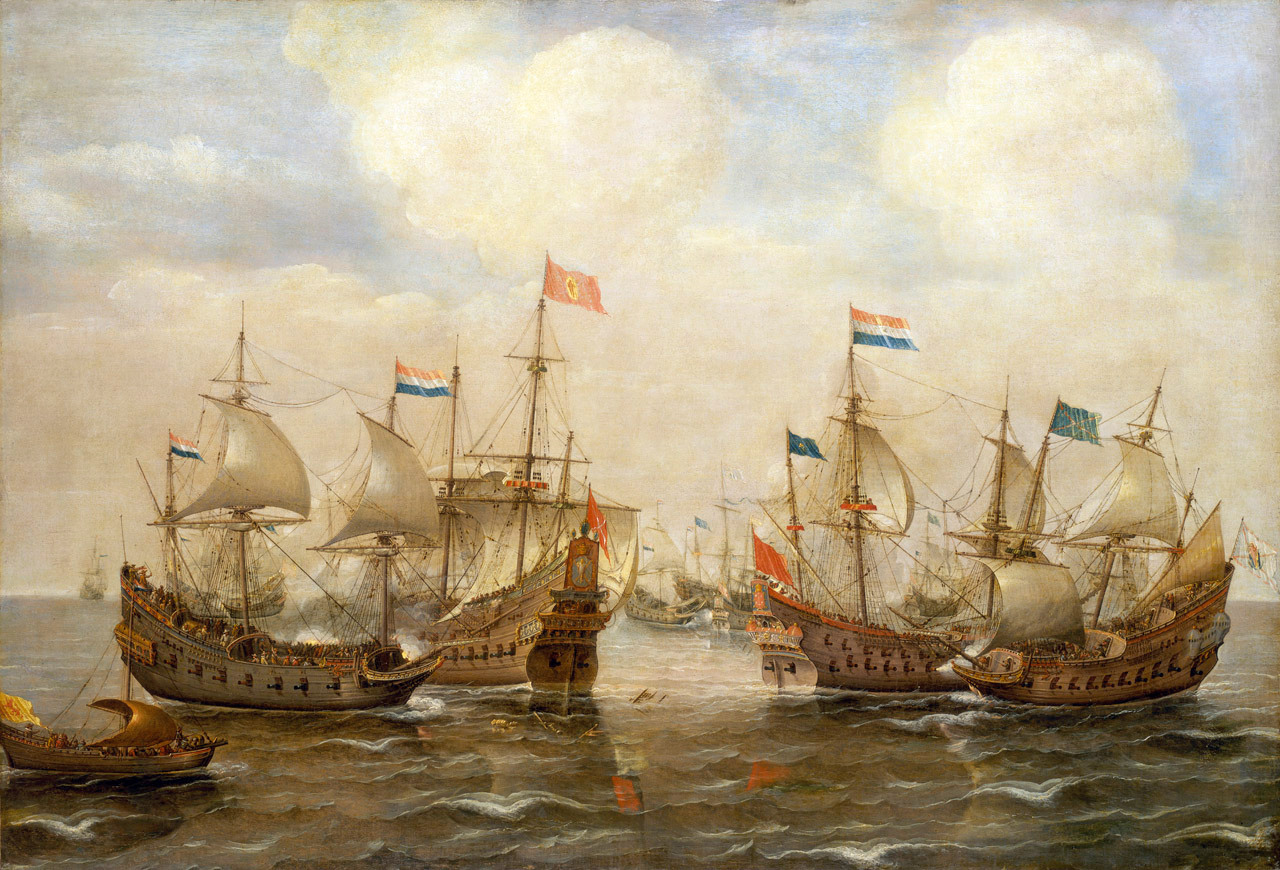 Ütközet spanyol és holland hajók között.