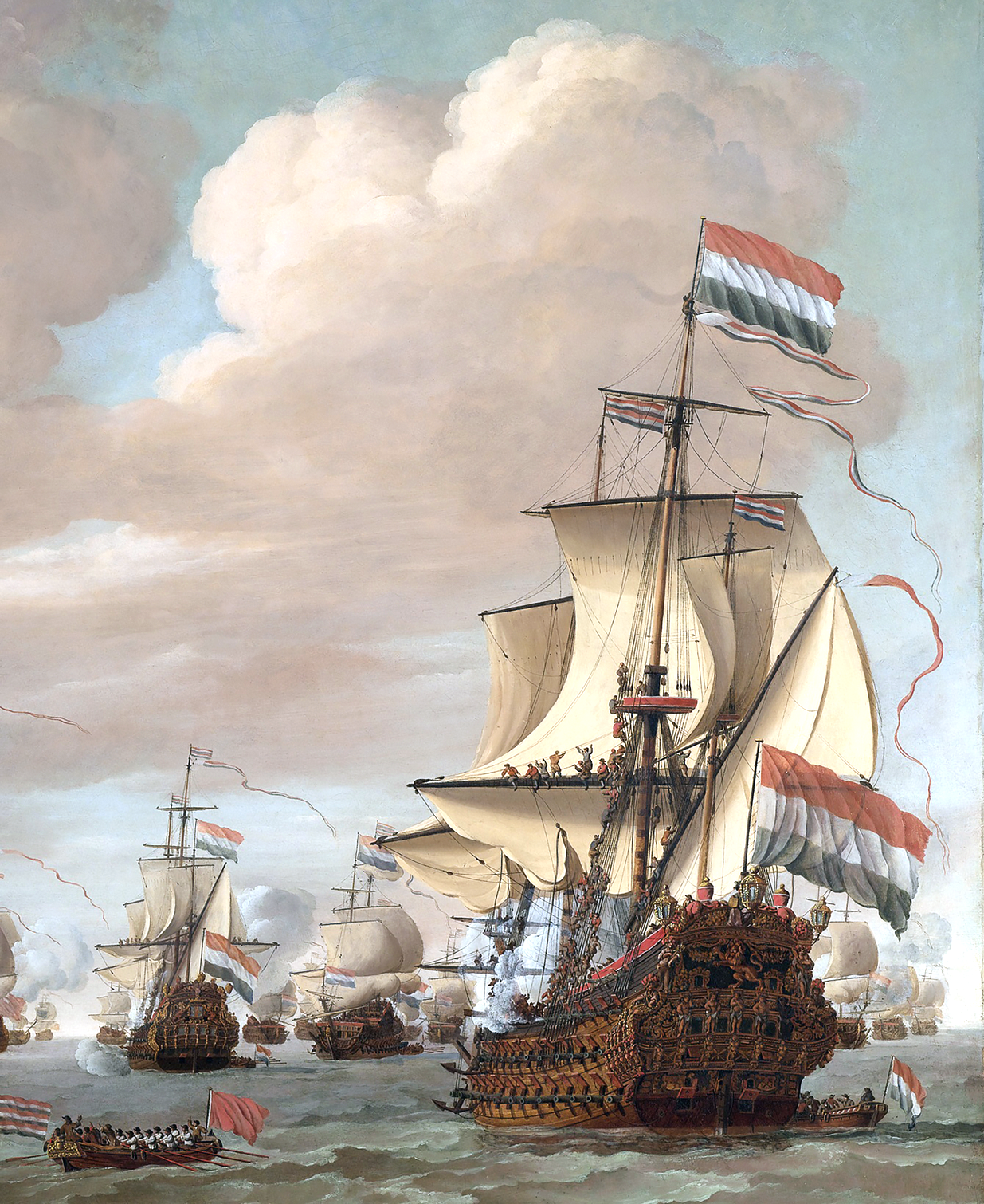 A holland flotta hajói. Elöl a 80 ágyús Gouden Leeuw.