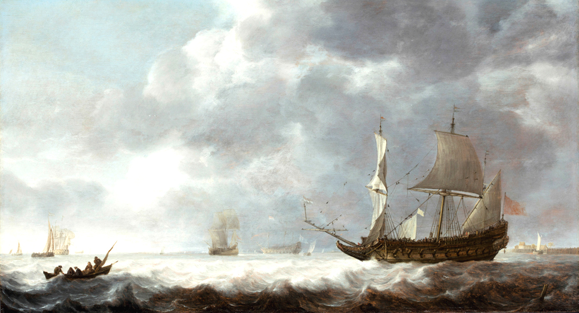 Holland hajók viharos szélben.