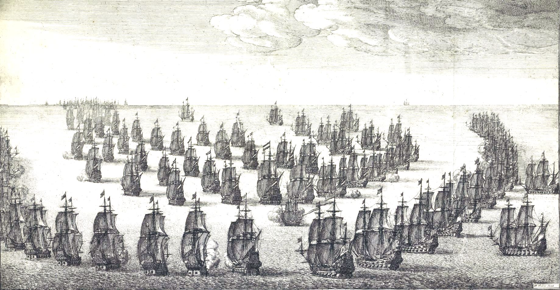 A két flotta elhelyezkedése az ütközet második napján.