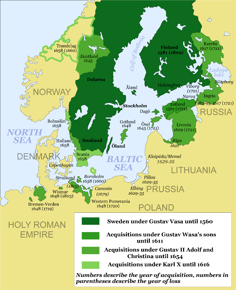 Svédország területi növekedése.