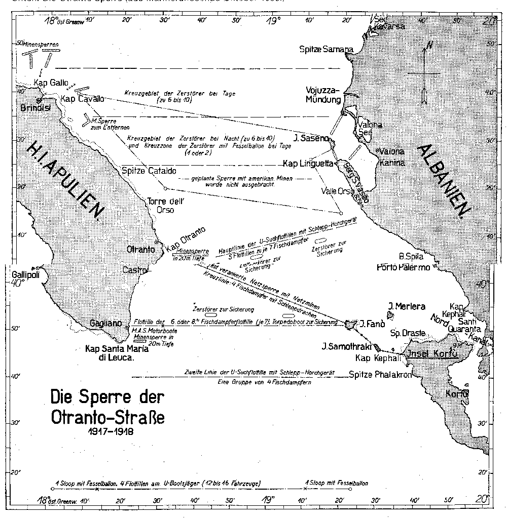 Az otrantói tengerzár térképe.