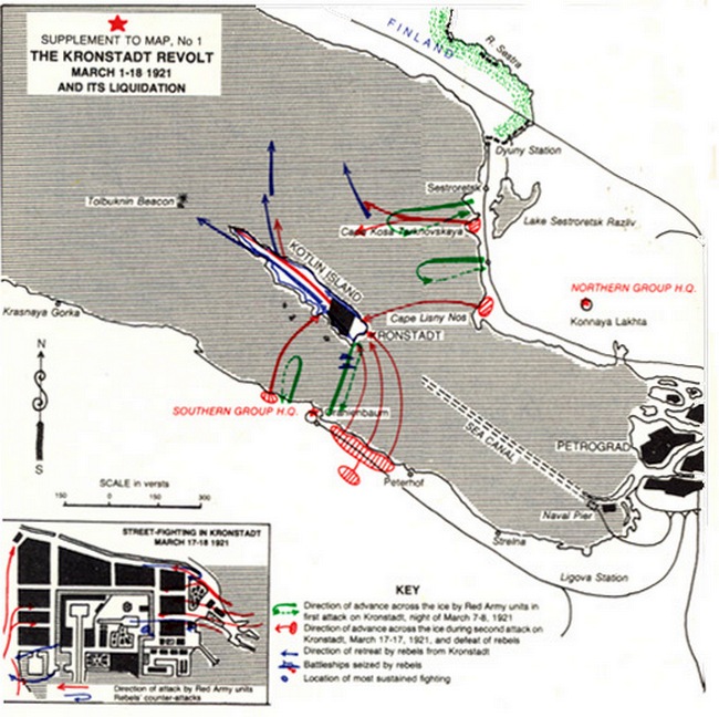 A Kronstadt elleni támadások térképen.