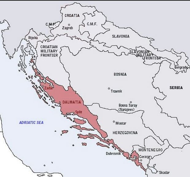 A Dalmát Királyság területe.