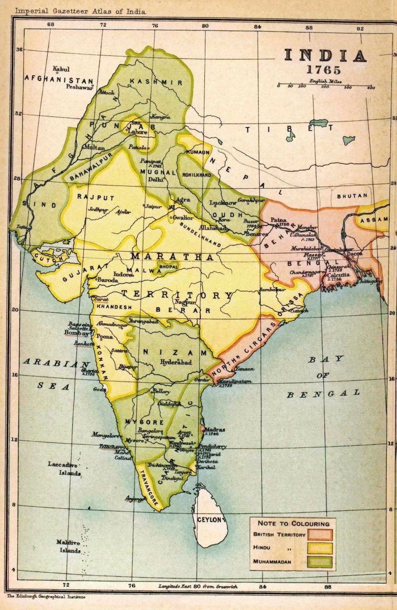 India térképe 1765-ből.