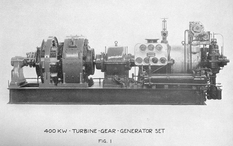A Tennessee osztályra szánt egyik turbógenerátor. Lényegében ugyanolyan rendszer szerint működött, mint a hajócsavarok meghajtása.