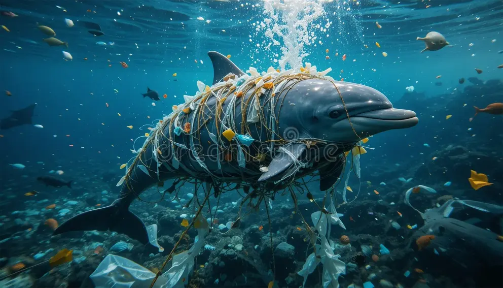 environmental-crisis-dolphin-trapped-plastic-waste-fishing-nets-sea-tangled-underwater-surrounded-floating-garbage-361880390.webp