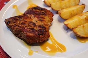 Szuvidált (sous vide), grillezett narancsos tarja steak burgonyával