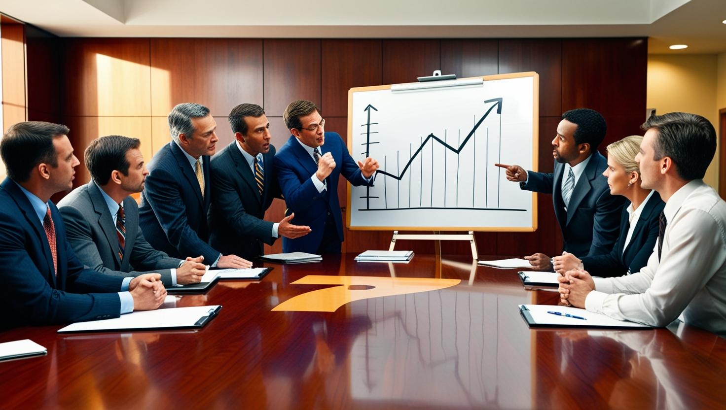 experts_are_sitting_in_an_office_arguing_in_front_of_them_is_a_board_with_a_graph_with_a_question_mark_at_the_end.jpg