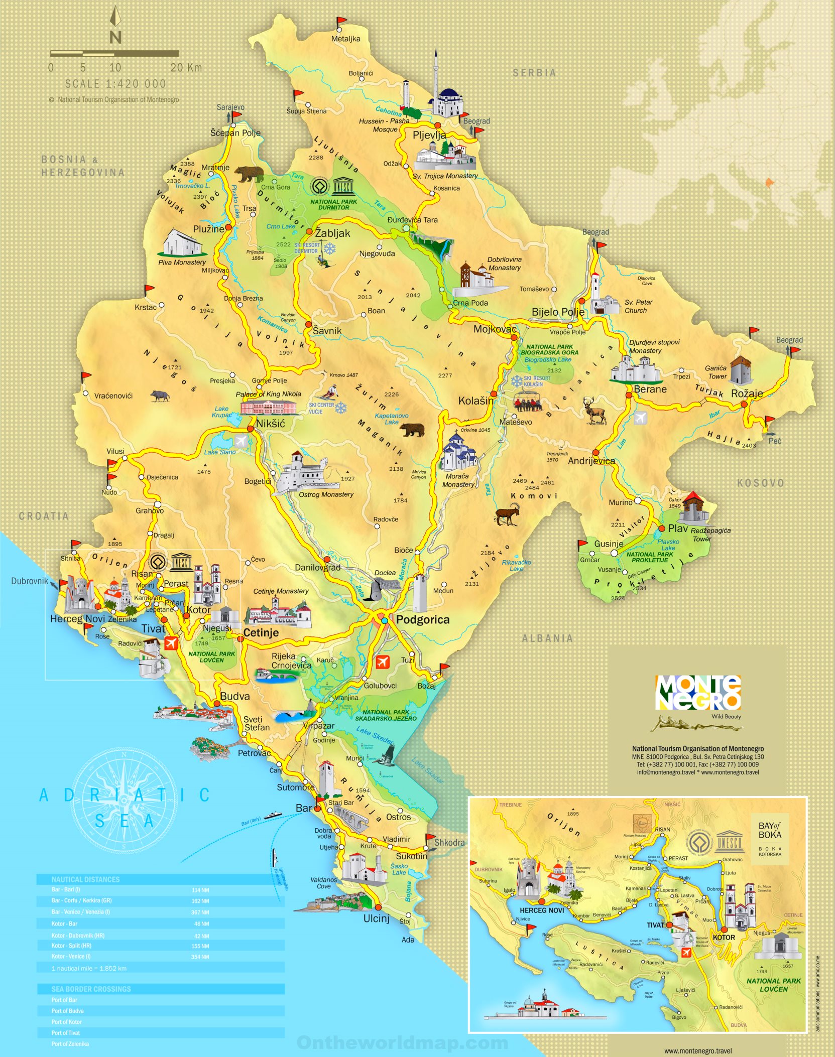 Montenegro Tourist Attractions Map Nagy 