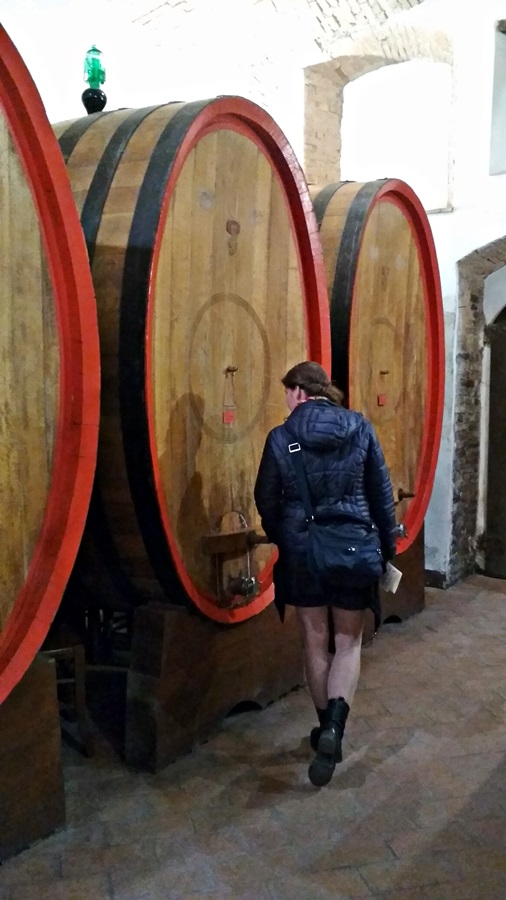 Az Ercolani pincészet pincerendszerében, Montepulciano. <br />Az a sok ott mind Vino Nobile, 2016-ból.