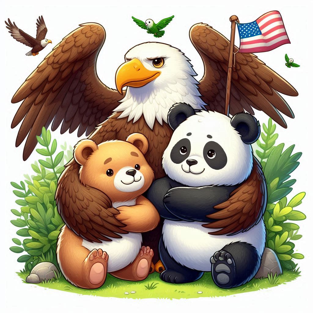 an_eagle_a_bear_and_a_panda_hugging_each_other_in_a_friendly_manner.png