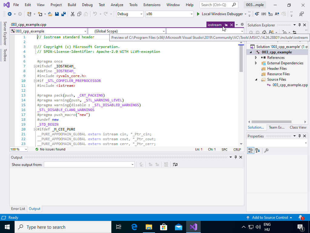 Как подключить iostream в visual studio