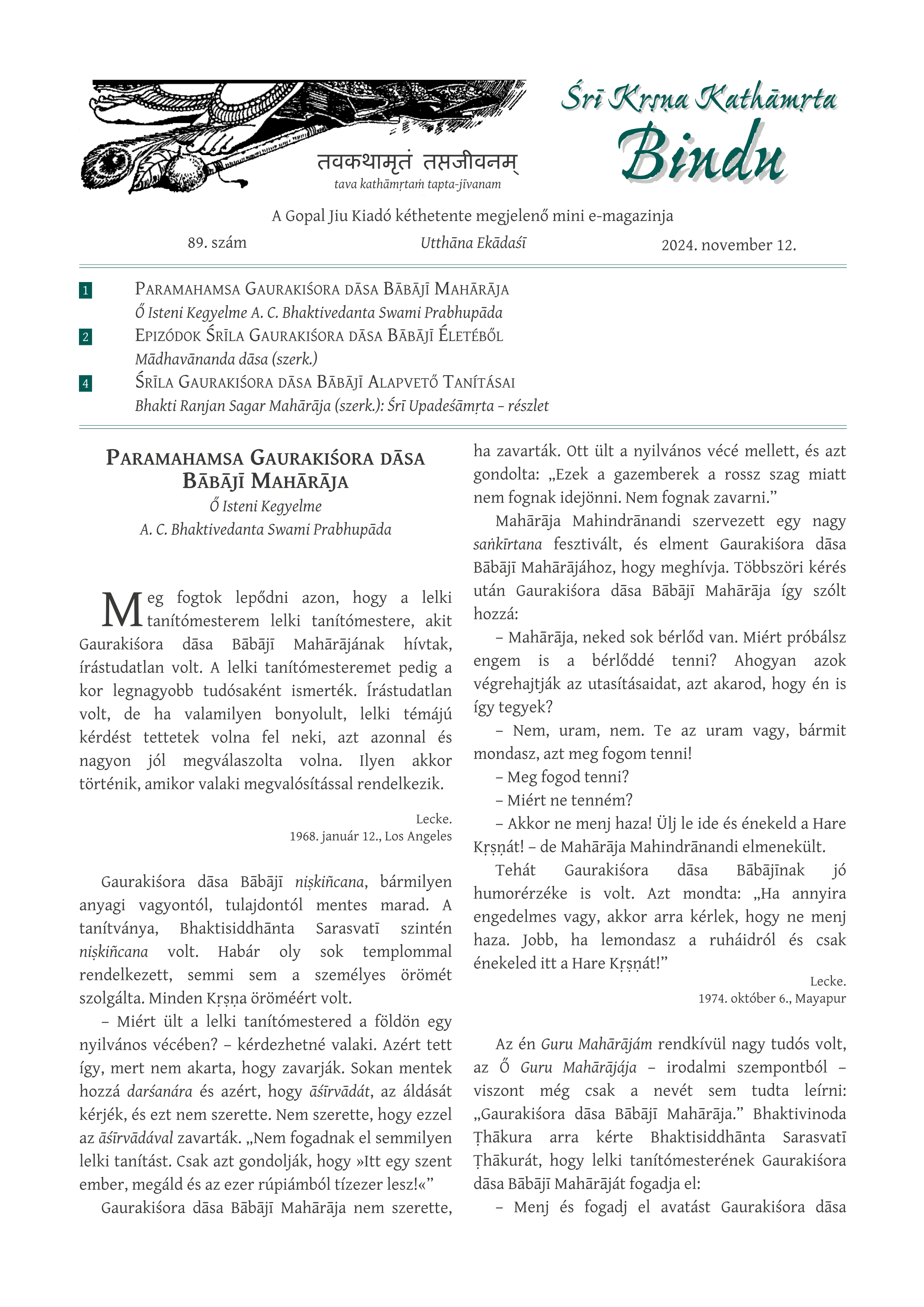 Sri Krsna Kathamrta Bindu HUN #87