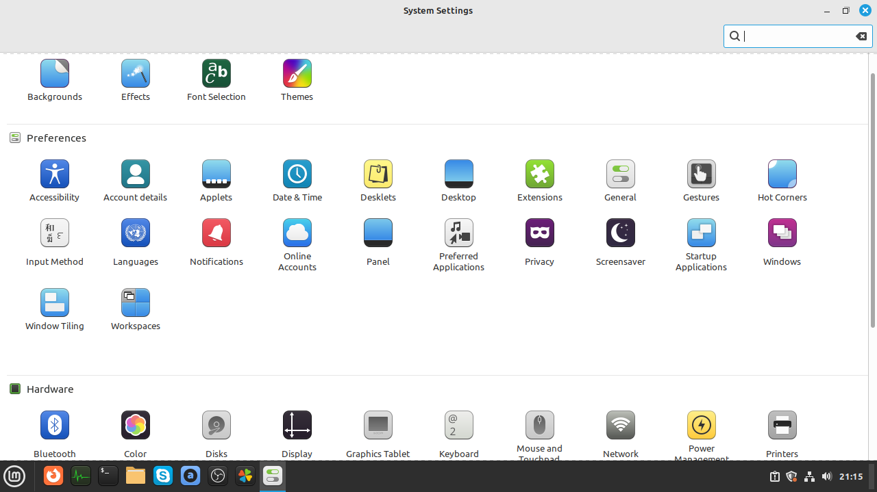 linuxmint21_cinnamon_5_control_panel.png