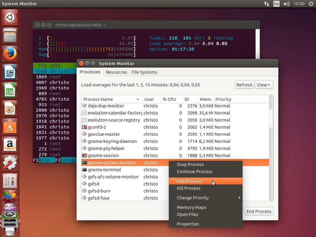 ubuntu system monitor not starting